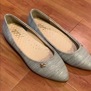 Grey Silver flats size 6